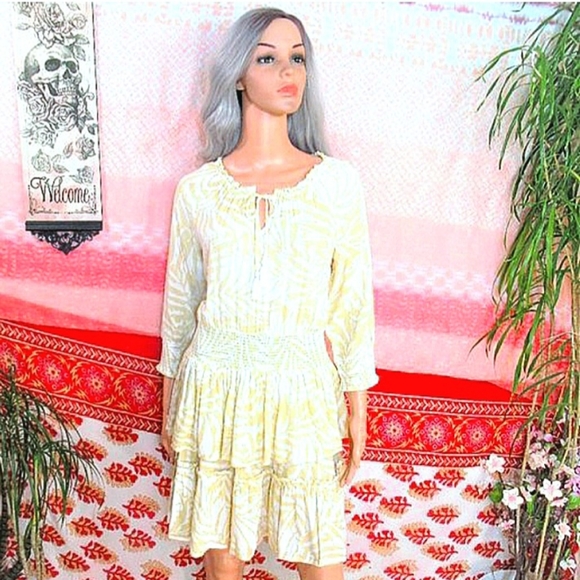 Patrons of Peace Dresses & Skirts - Patrons of Peace White Prairie Boho Peasant Ruffles Smock Dress